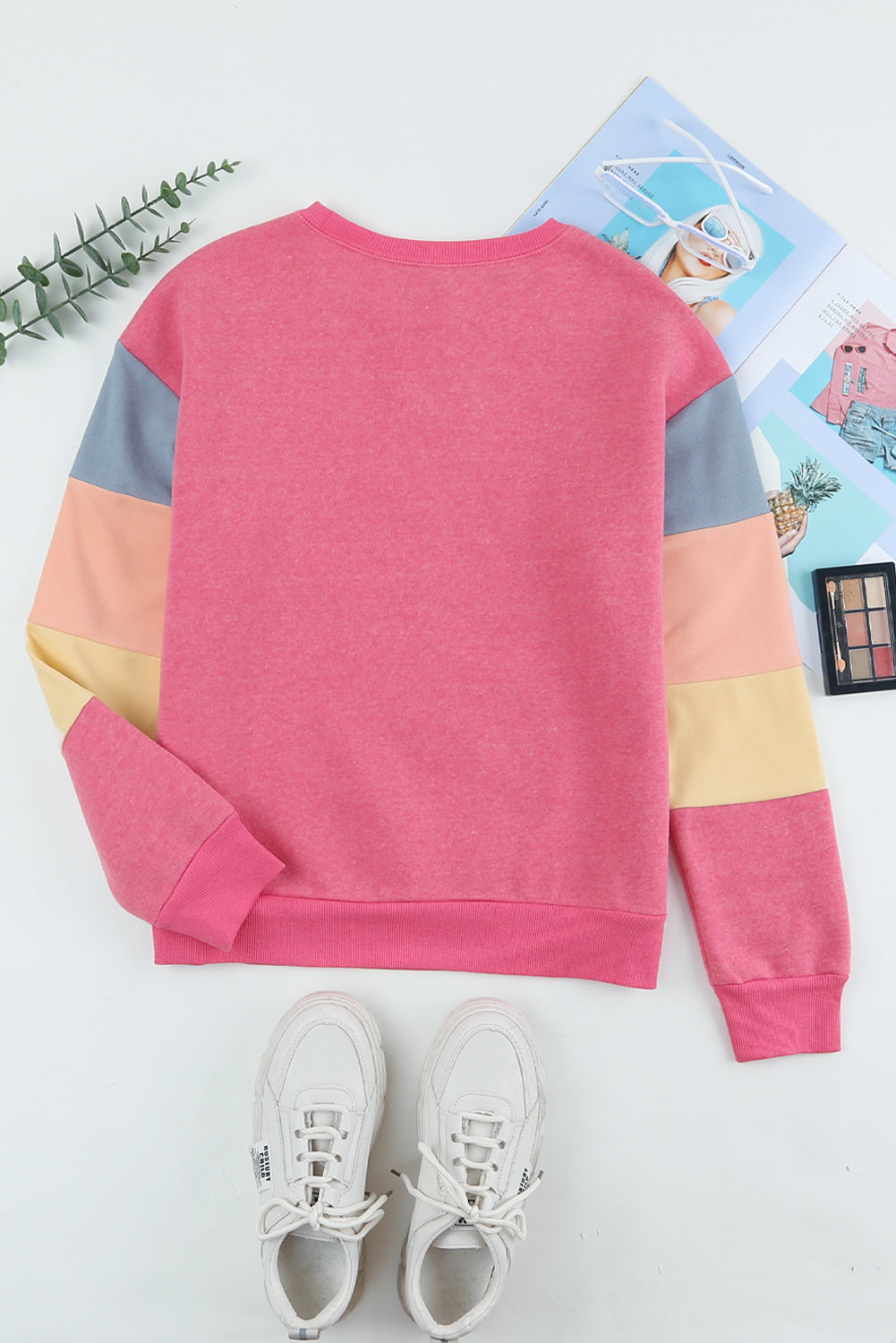 Color Block Ribbed Trim Sweatshirt - SHIRLYN.CO