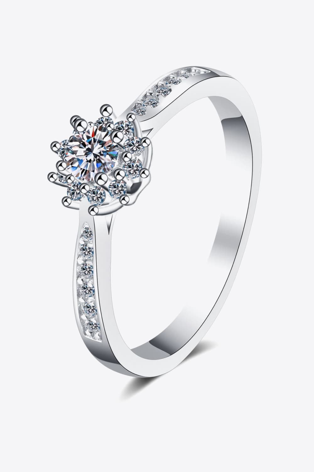 Moissanite Rhodium-Plated Snowflake Ring - SHIRLYN.CO