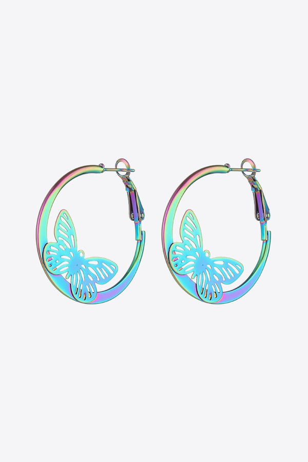 Multicolored Butterfly Huggie Earrings - SHIRLYN.CO