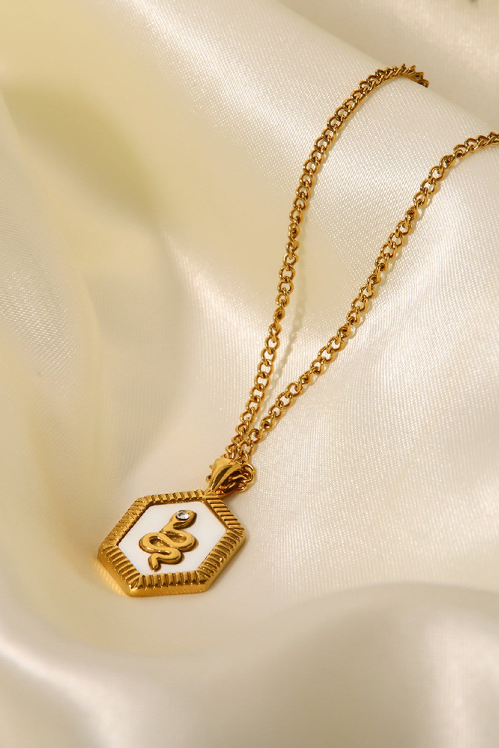 18K Gold Plated Snake Geometric Pendant Necklace - SHIRLYN.CO