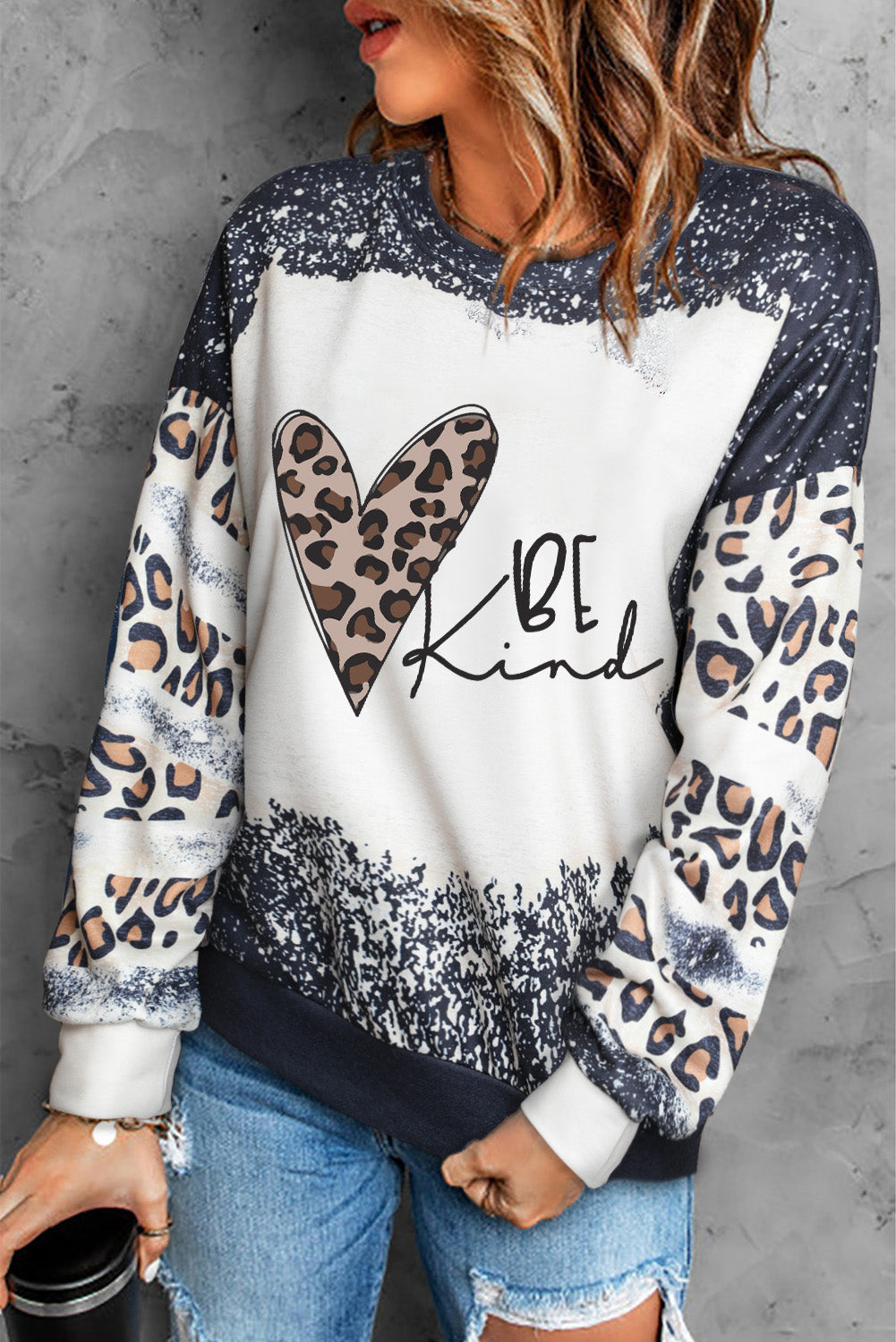 Mixed Print Drop Shoulder Sweatshirt - SHIRLYN.CO