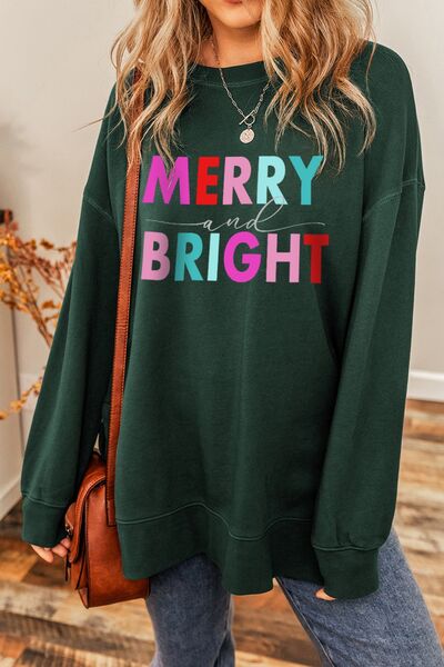 MERRY AND BRIGHT Round Neck Sweatshirt