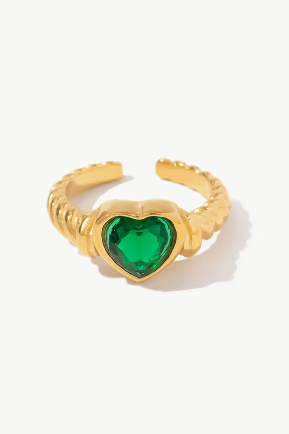 18K Gold Plated Zircon Heart Shape Twisted Open Ring - SHIRLYN.CO