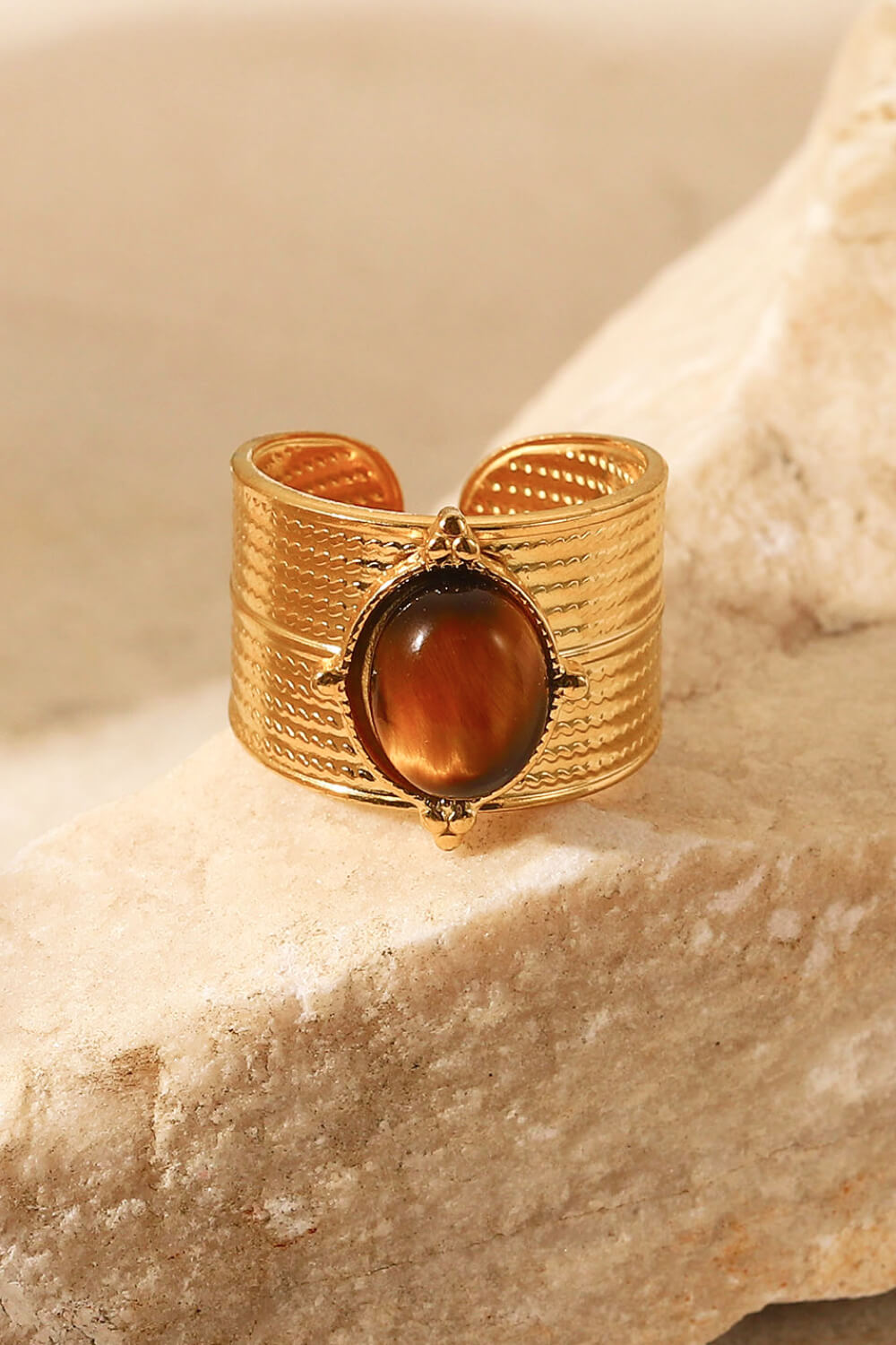 18K Gold-Plated Wide Open Ring - SHIRLYN.CO