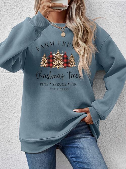 Graphic Round Neck Long Sleeve Sweatshirt