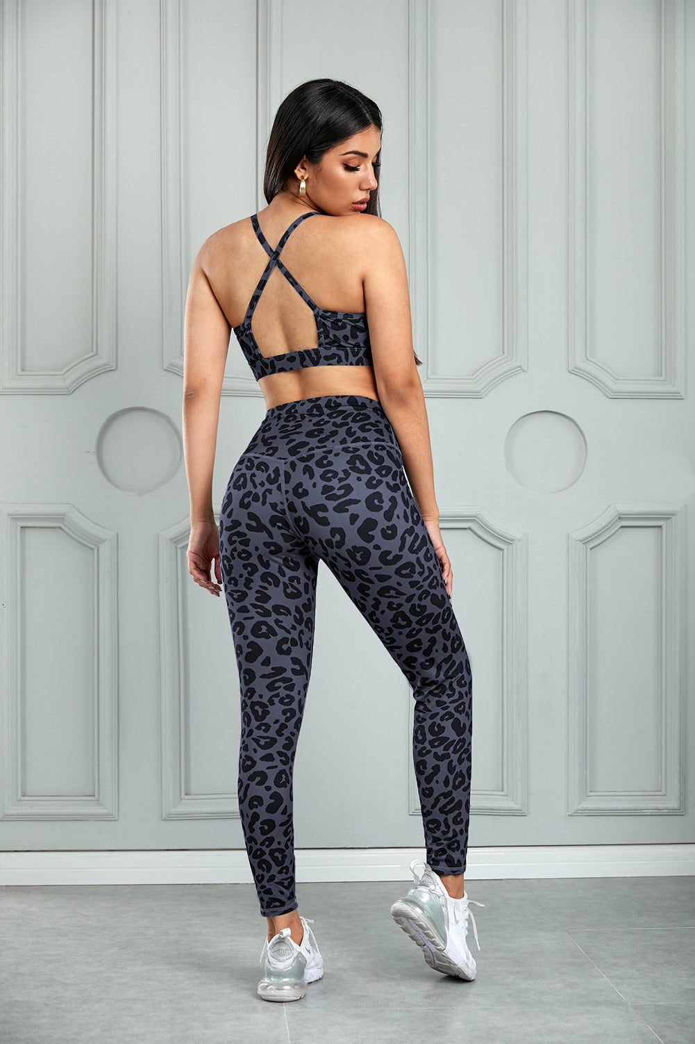 Leopard Cutout Sports Bra and Leggings Set - SHIRLYN.CO