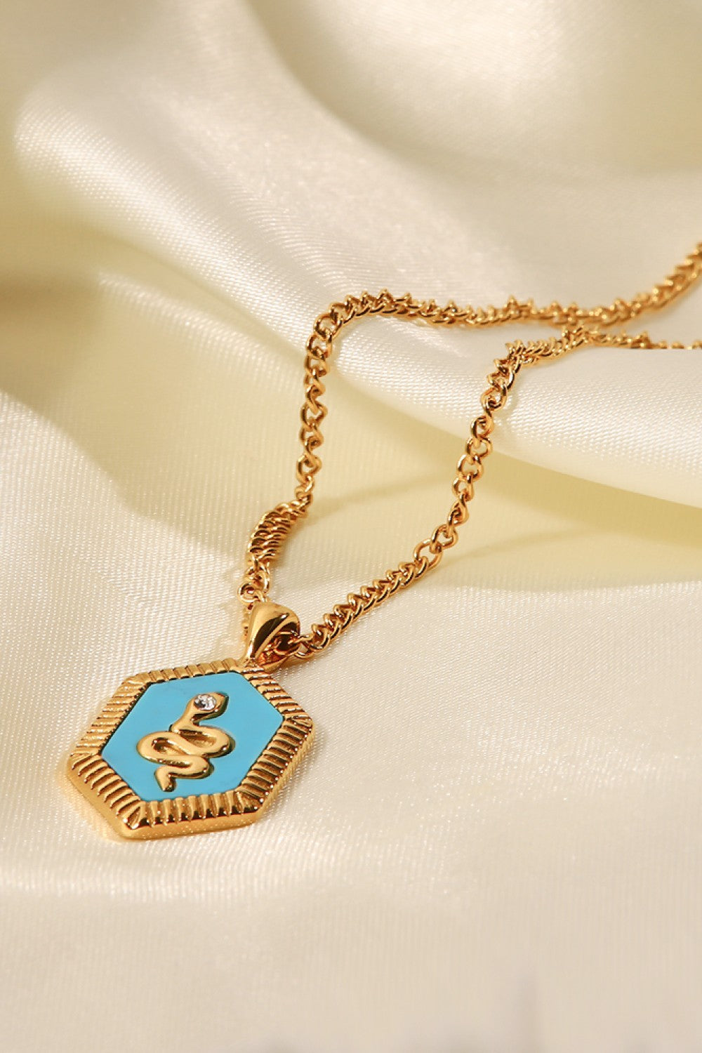 18K Gold Plated Snake Geometric Pendant Necklace - SHIRLYN.CO