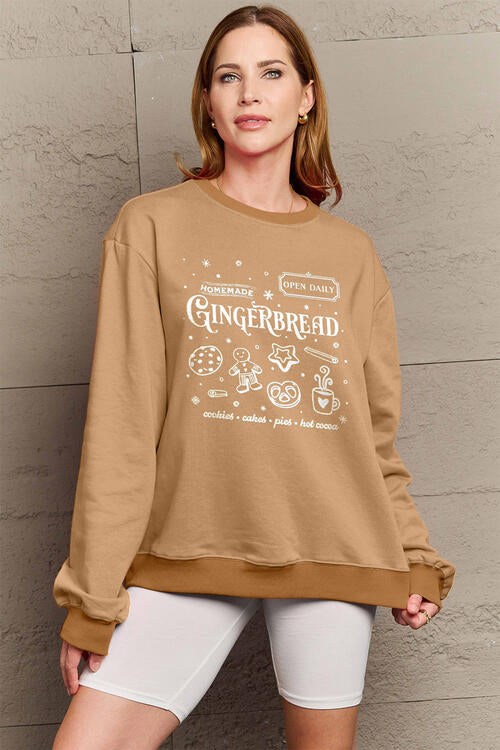 Simply Love Full Size GINGERBREAD Long Sleeve Sweatshirt