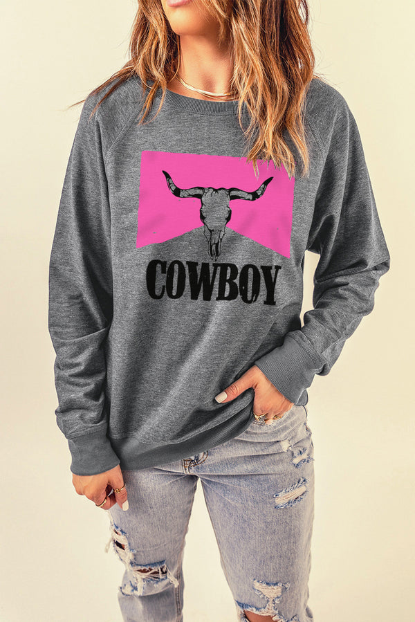 COWBOY Bull Graphic Sweatshirt - SHIRLYN.CO