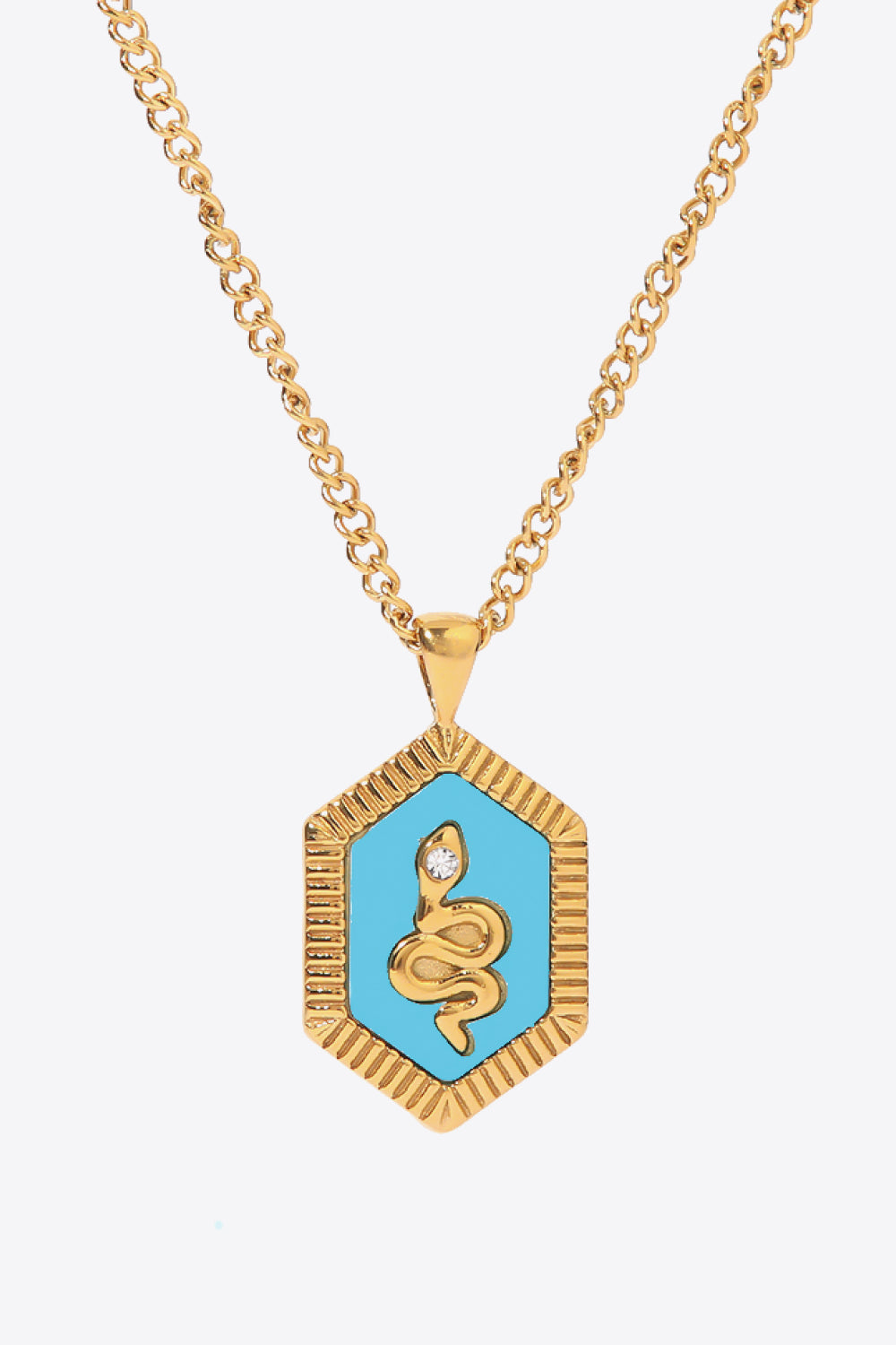 18K Gold Plated Snake Geometric Pendant Necklace - SHIRLYN.CO