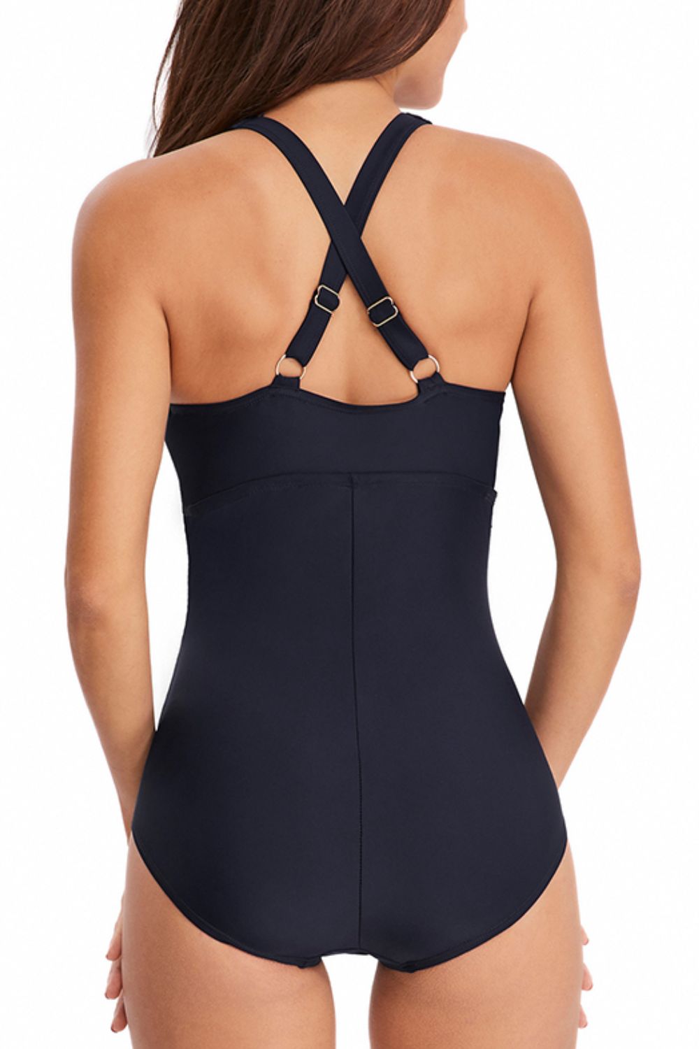 Ruched Crisscross V-Neck One-Piece Swimsuit - SHIRLYN.CO