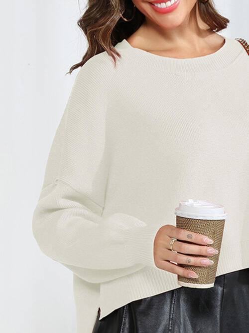 Round Neck Drop Shoulder Sweater