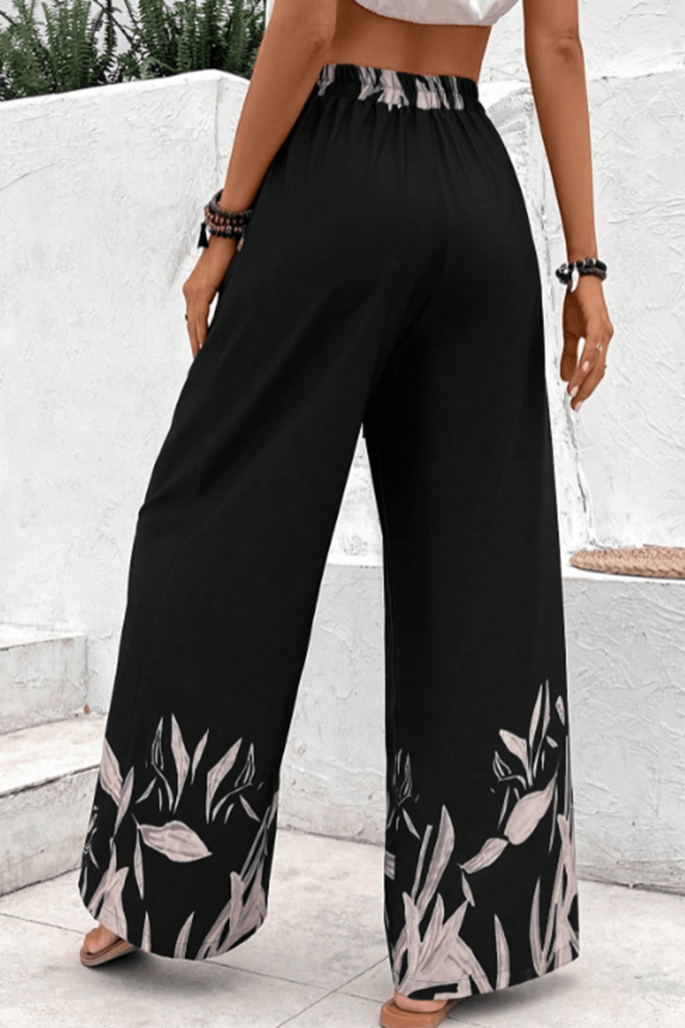 Drawstring High Waist Relax Fit Long Pants - SHIRLYN.CO