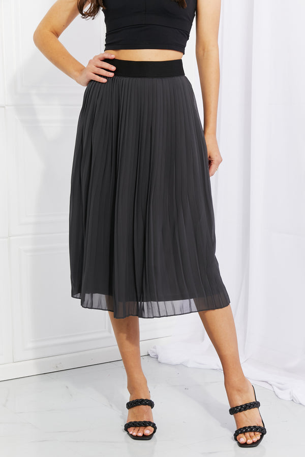 Zenana Full Size Romantic At Heart Pleated Chiffon Midi Skirt - SHIRLYN.CO