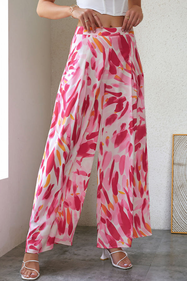 Printed High Waist Wide Leg Pants - SHIRLYN.CO