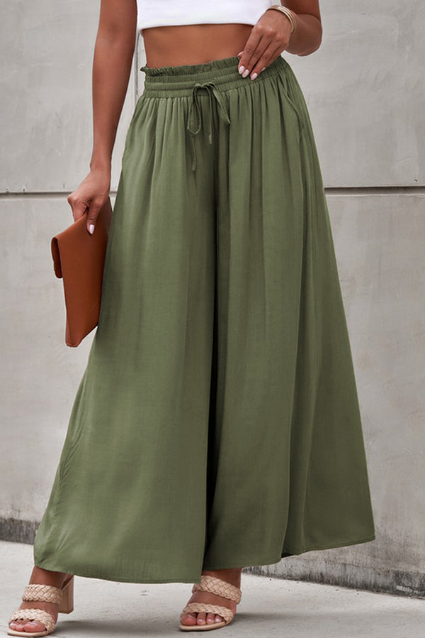 Drawstring Waist Wide Leg Pants - SHIRLYN.CO