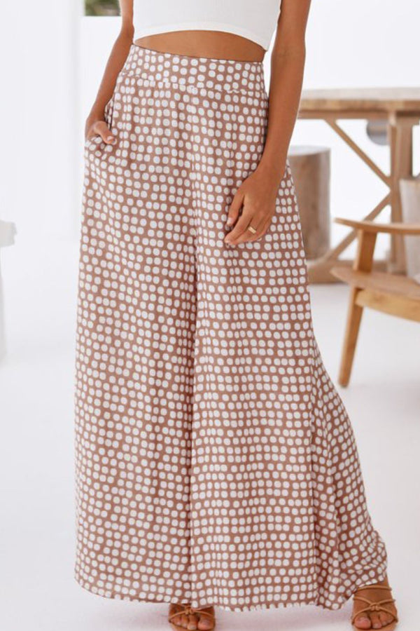 Polka Dot High Waist Wide Leg Pants with Pockets - SHIRLYN.CO