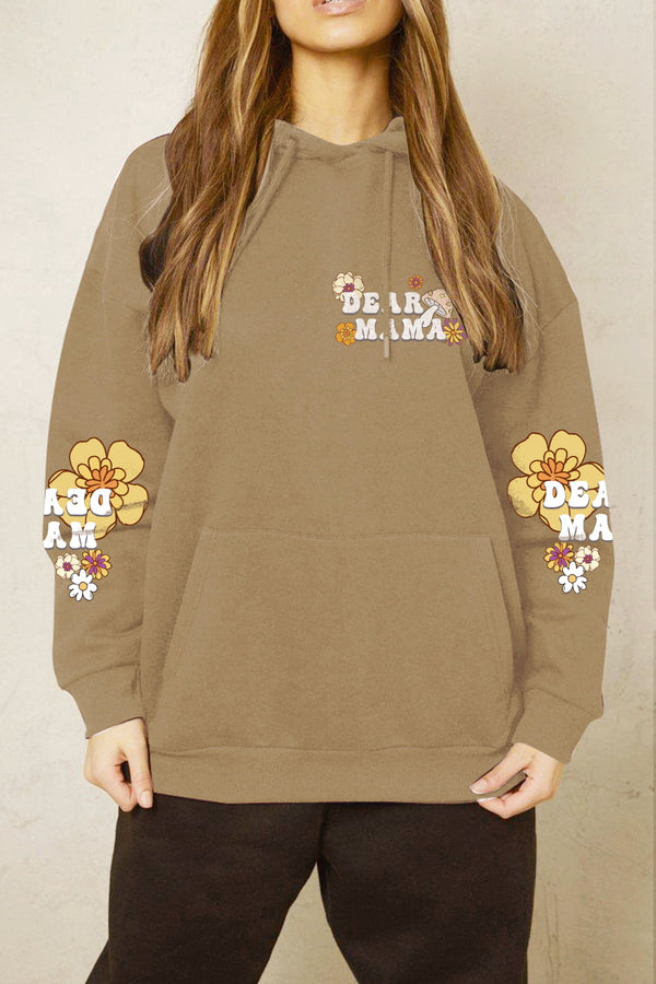 Simply Love Full Size DEAR MAMA Flower Graphic Hoodie - SHIRLYN.CO