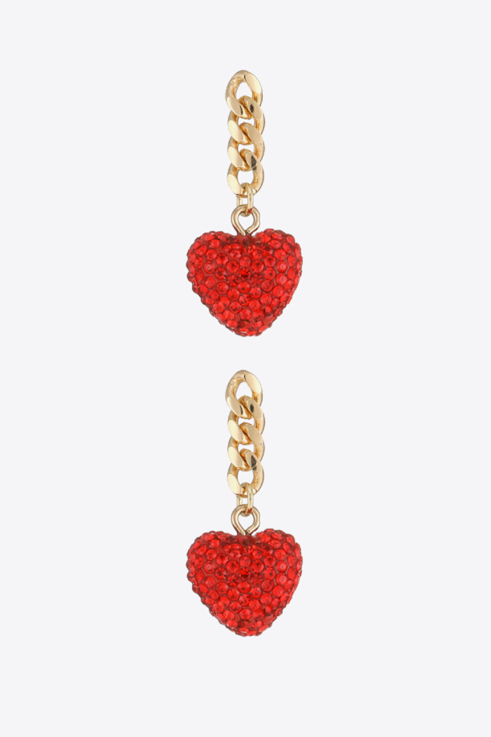 Rhinestone Heart Chain Drop Earrings - SHIRLYN.CO