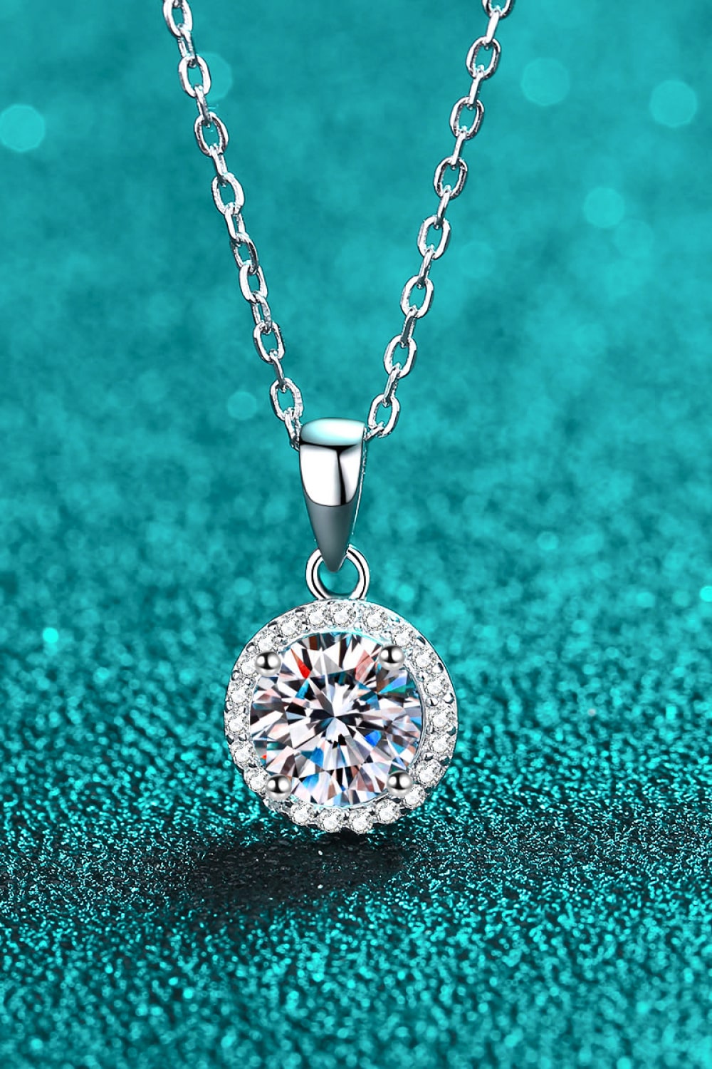 Chance to Charm 1 Carat Moissanite Round Pendant Chain Necklace - SHIRLYN.CO