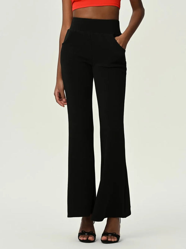 High Waist Flare Leg Pants with Pockets - SHIRLYN.CO