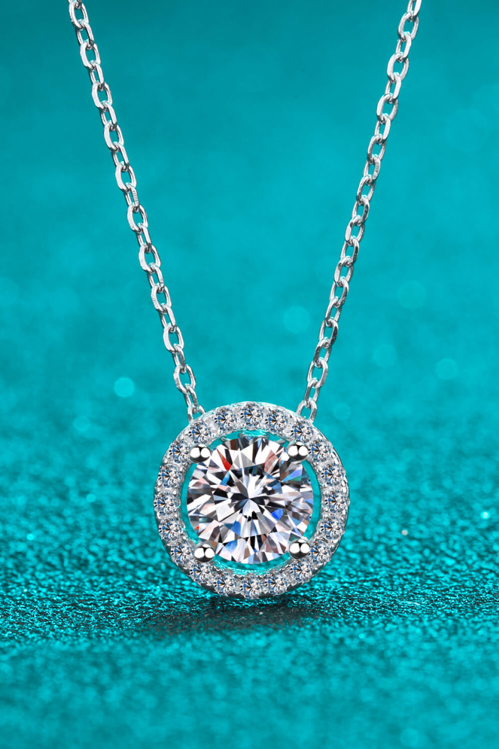 1 Carat Moissanite Round Pendant Chain Necklace - SHIRLYN.CO