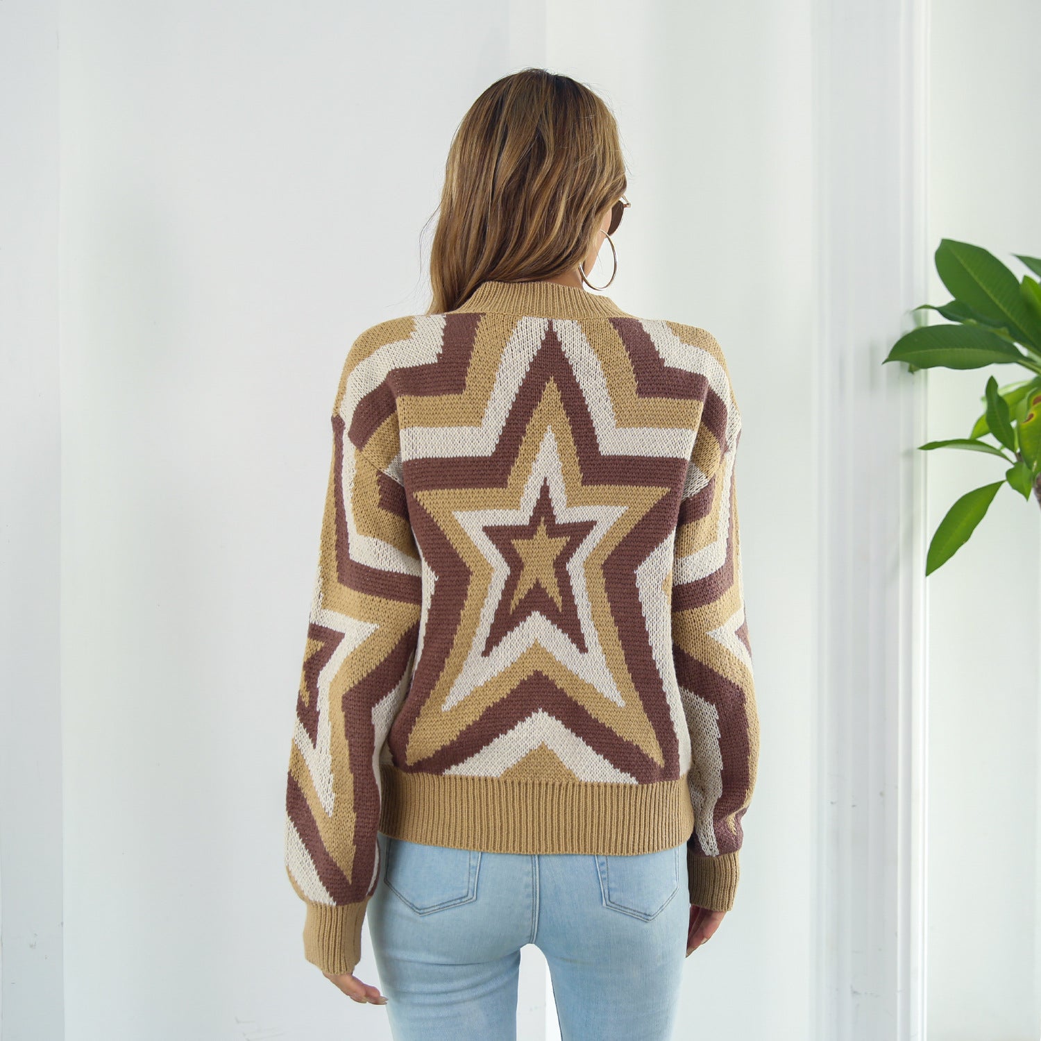 Star Dropped Shoulder Sweater - SHIRLYN.CO