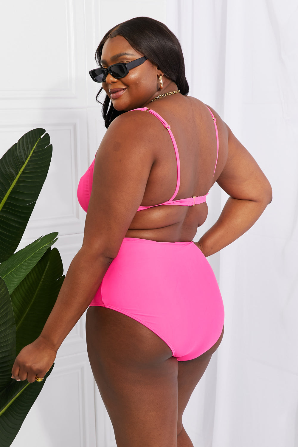 Marina West Swim Take A Dip Twist High-Rise Bikini in Pink - SHIRLYN.CO