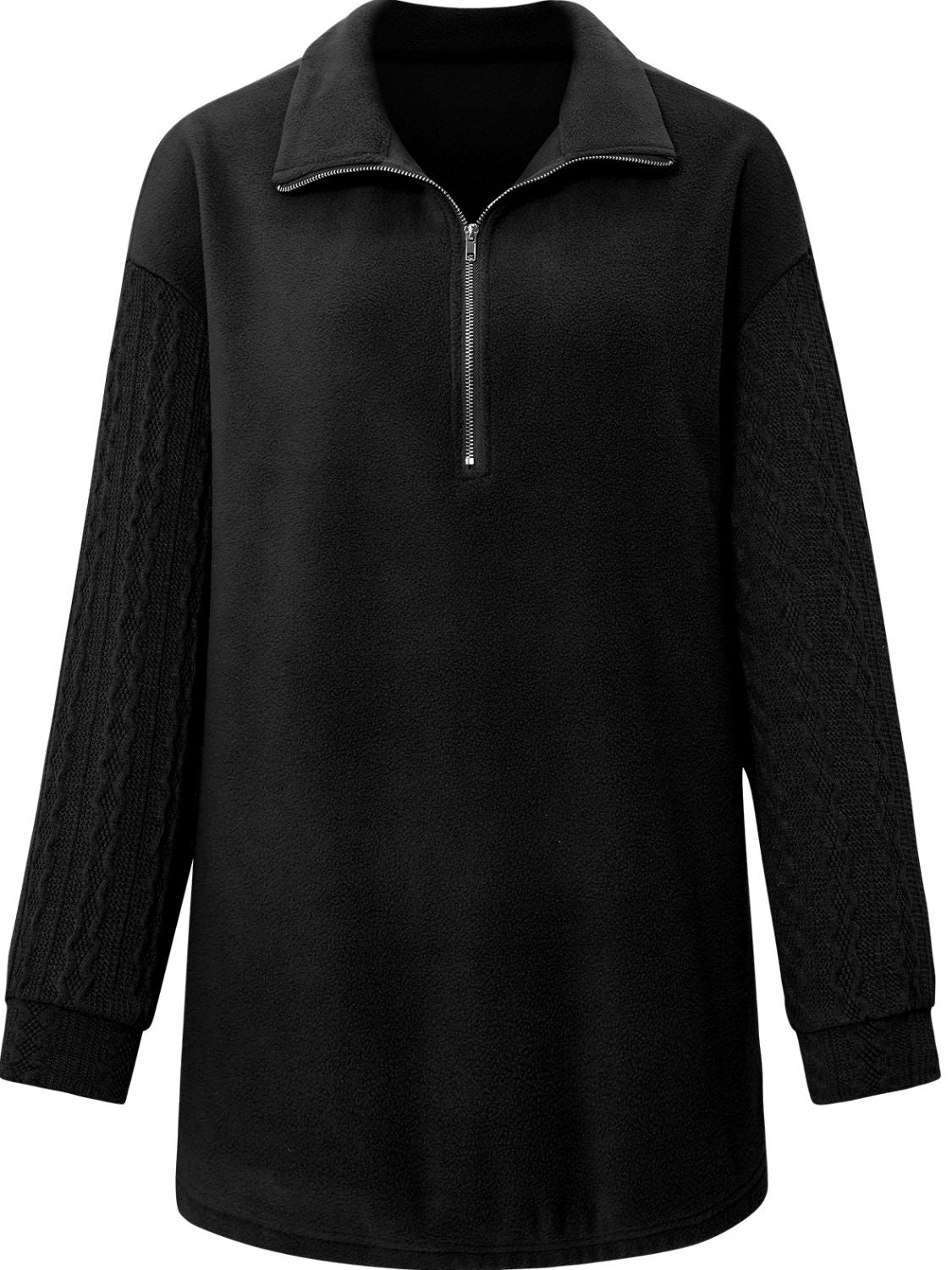 Quarter Zip Dropped Shoulder Spliced Sweatshirt - SHIRLYN.CO