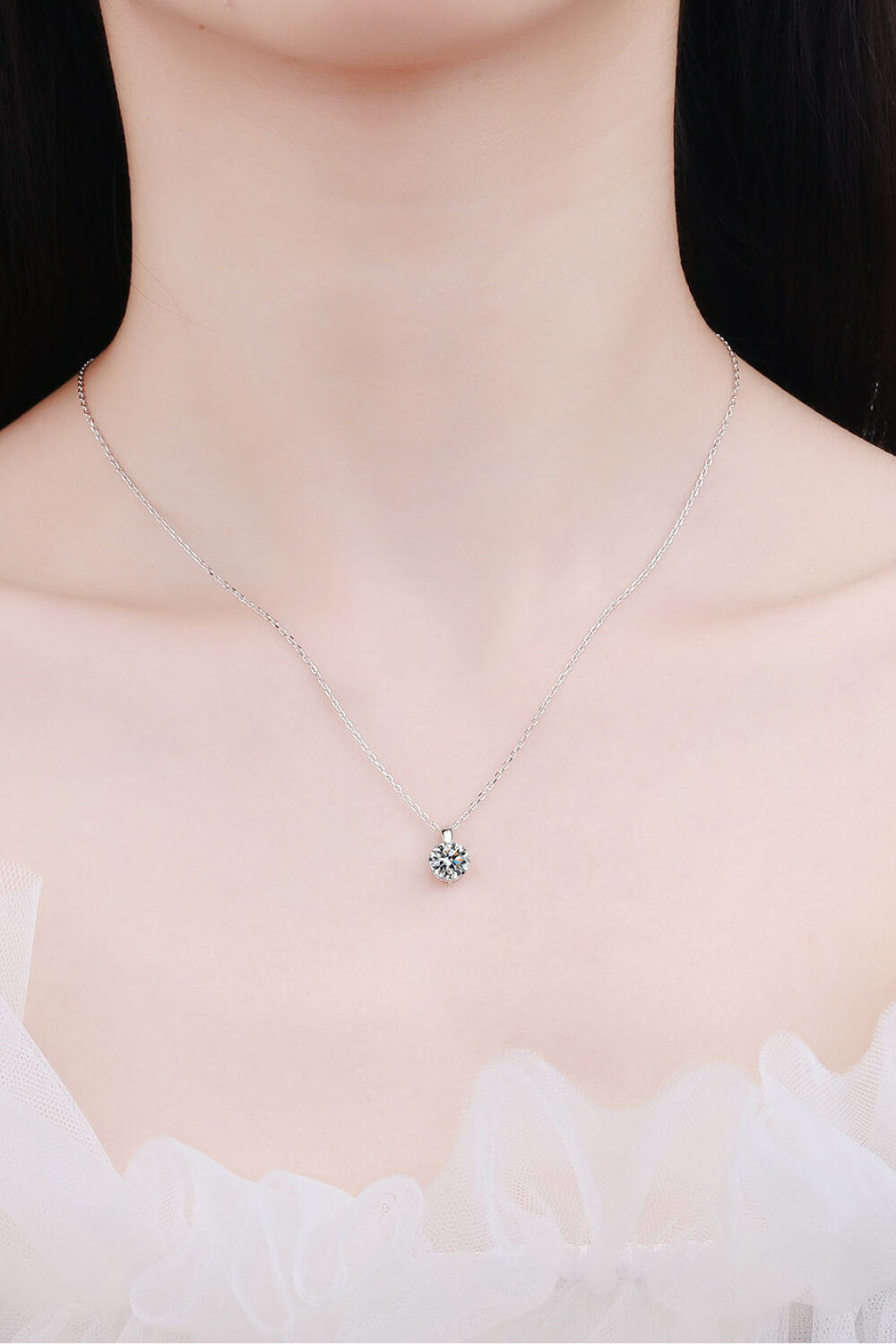 Minimalist 925 Sterling Silver Moissanite Pendant Necklace - SHIRLYN.CO