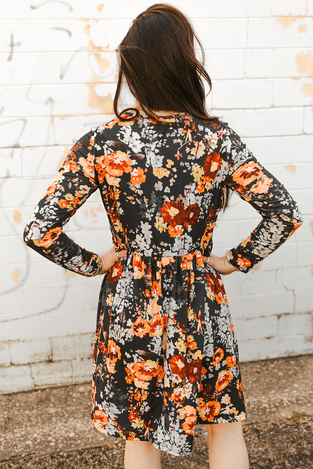 Floral Print Long Sleeve Dress