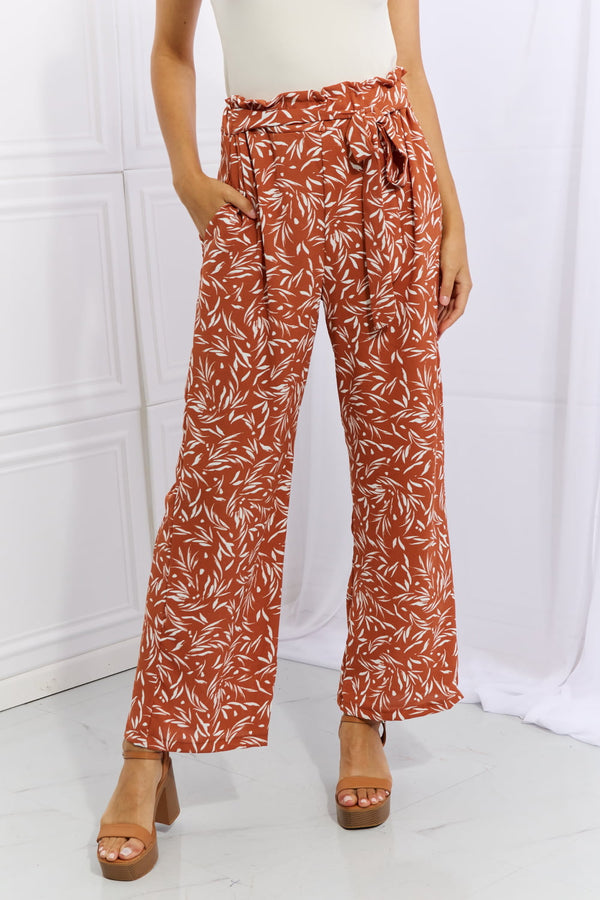 Heimish Right Angle Full Size Geometric Printed Pants in Red Orange - SHIRLYN.CO