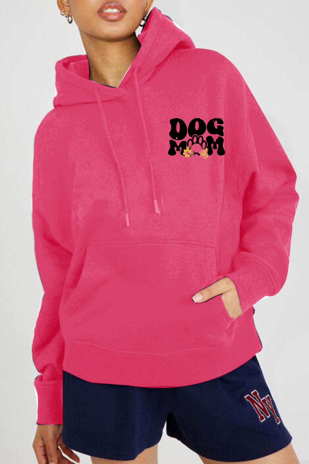 Simply Love Full Size DOG MOM Graphic Hoodie - SHIRLYN.CO