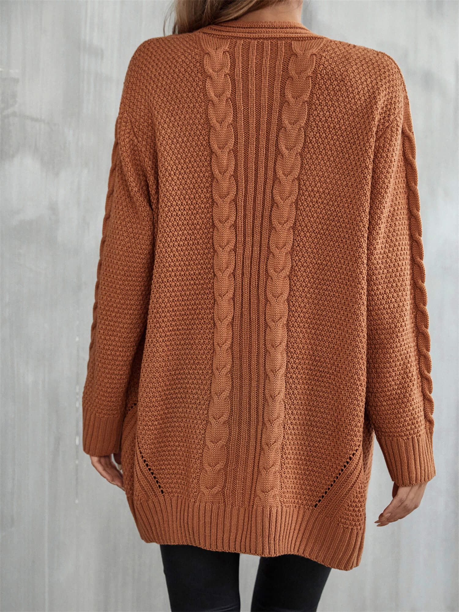 Warm Fall Mixed Knit Open Front Longline Cardigan - SHIRLYN.CO