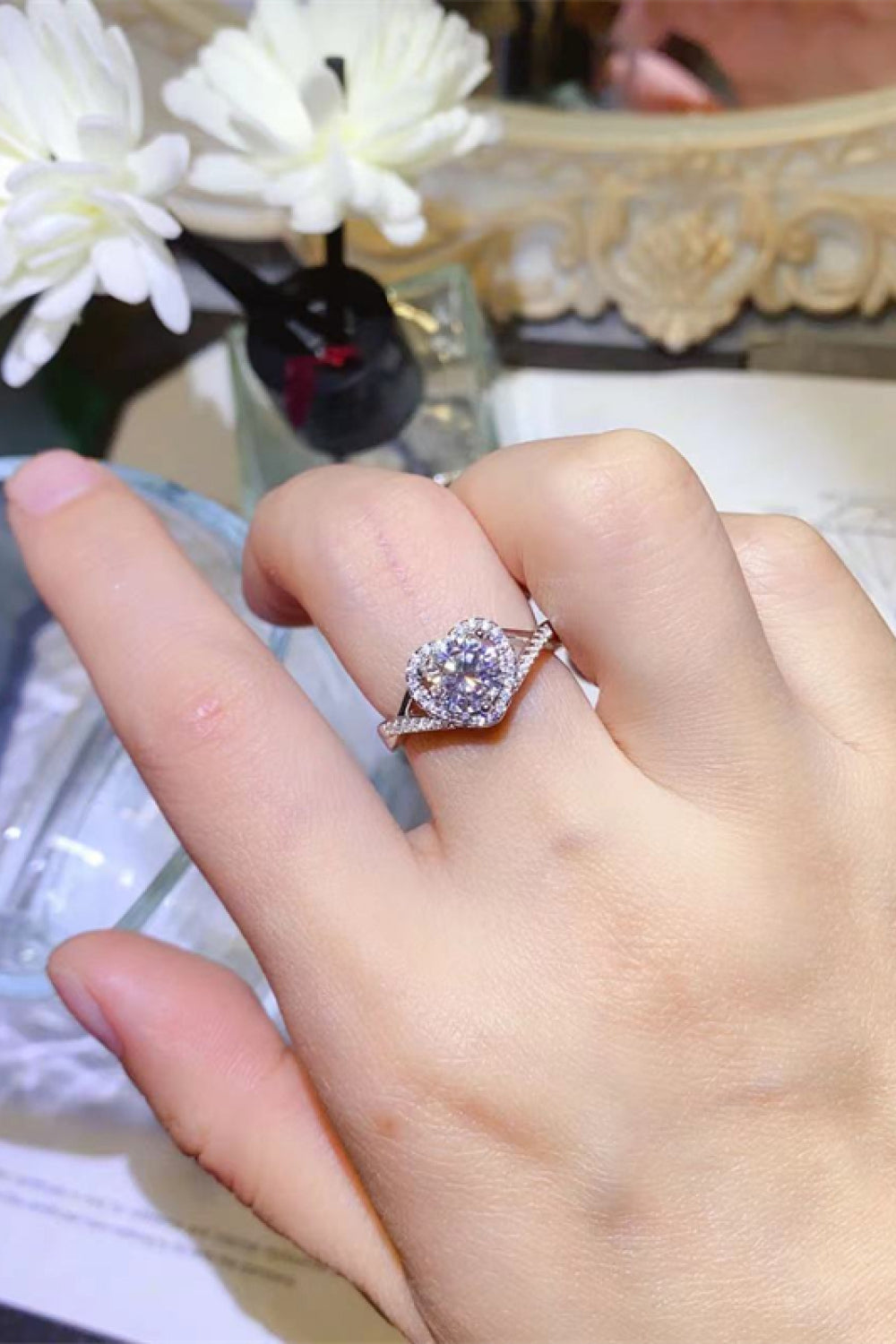 1 Carat Moissanite 925 Sterling Silver Heart Ring - SHIRLYN.CO