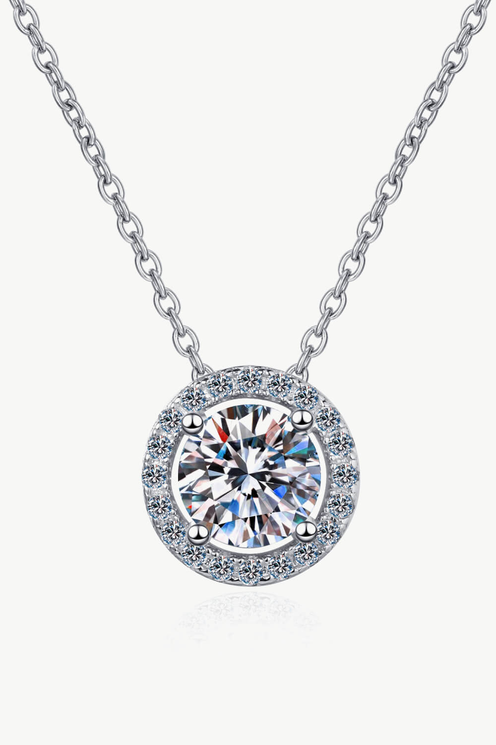 1 Carat Moissanite Round Pendant Chain Necklace - SHIRLYN.CO