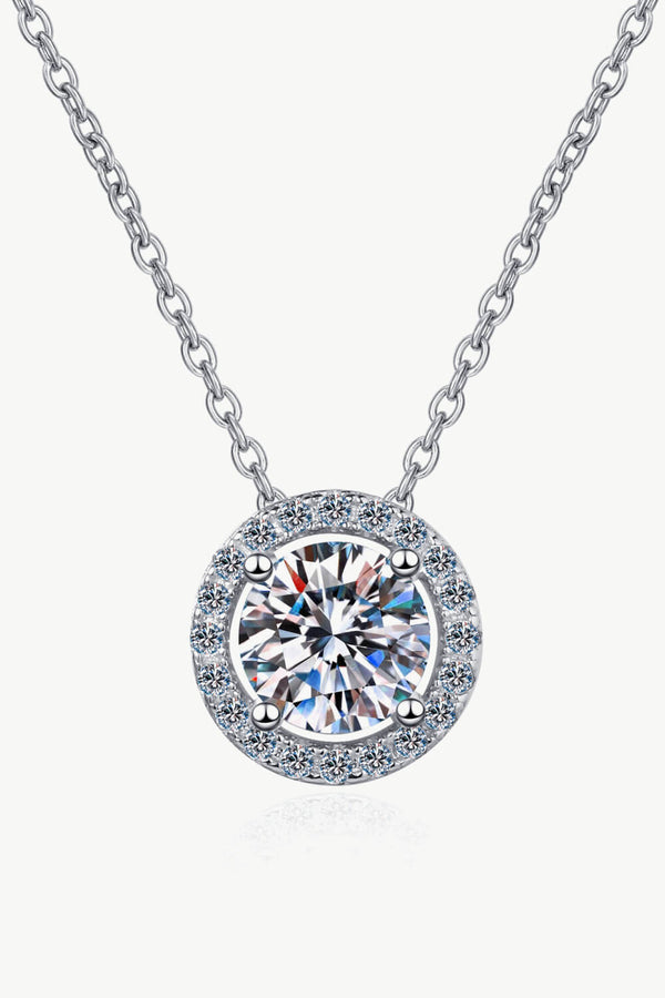 1 Carat Moissanite Round Pendant Chain Necklace - SHIRLYN.CO