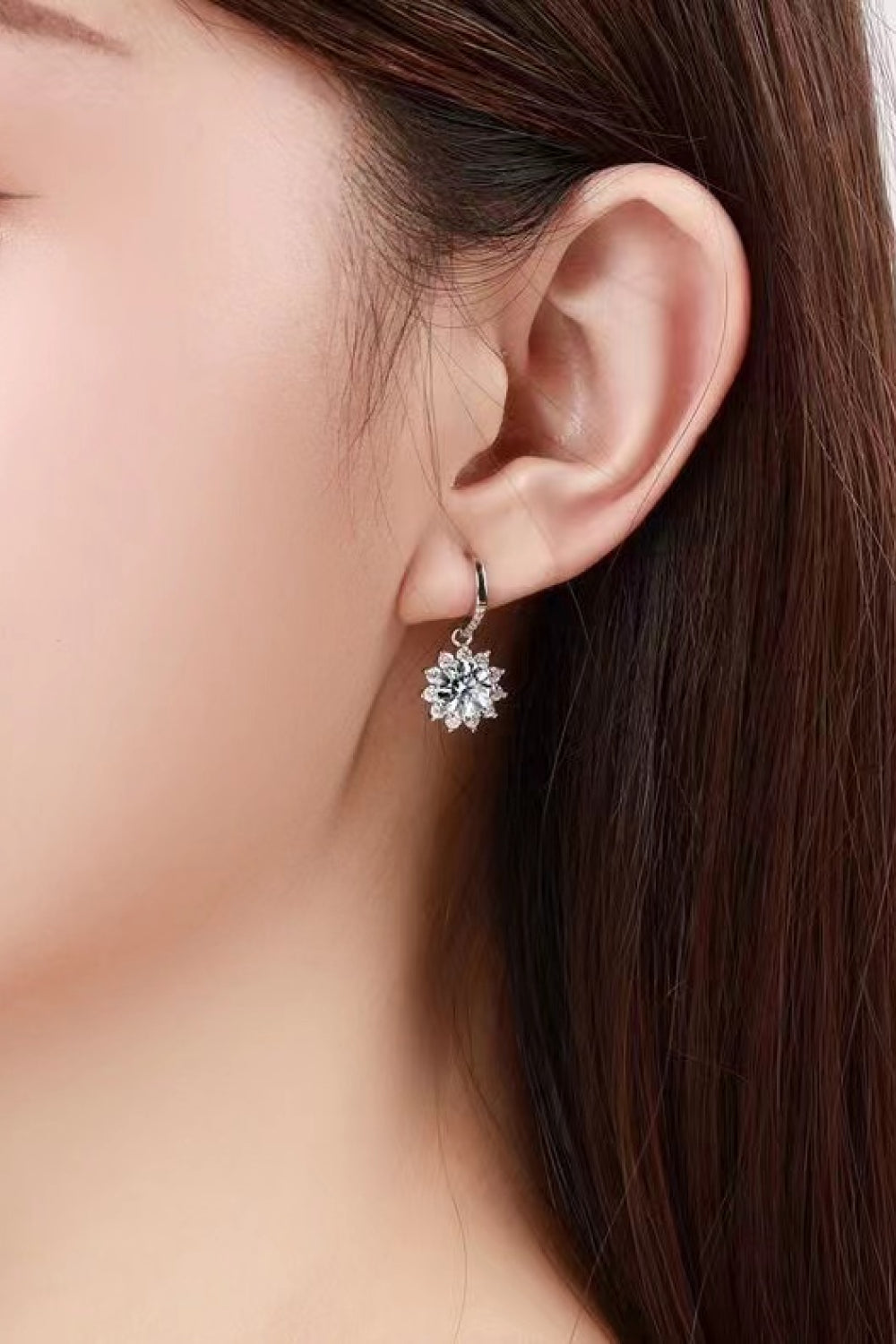 2 Carat Moissanite Floral Platinum-Plated Drop Earrings - SHIRLYN.CO