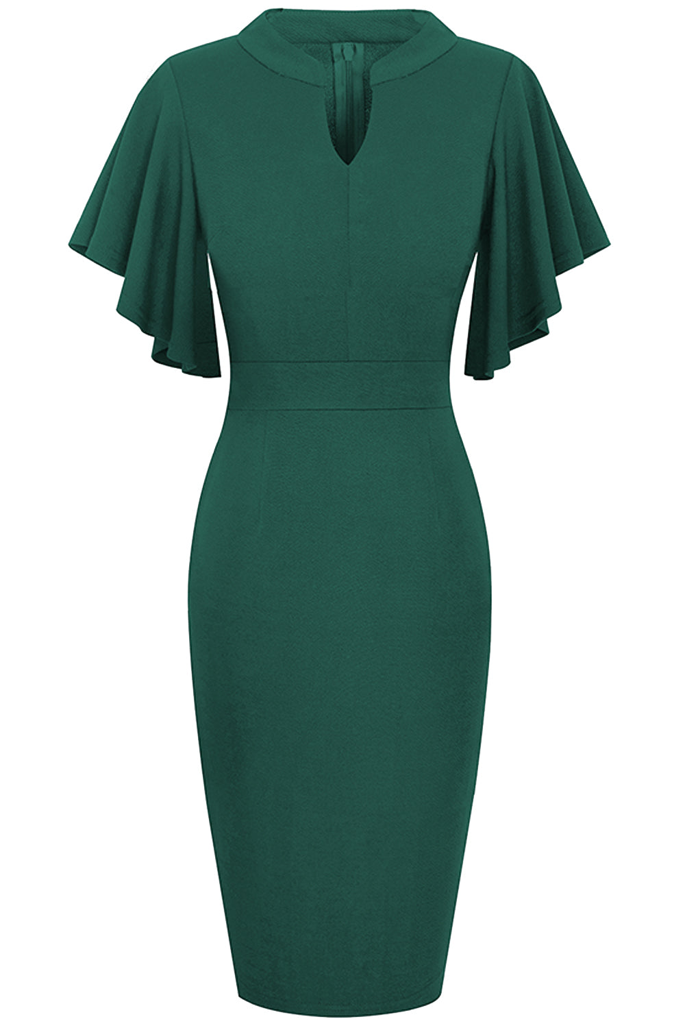 Editor's Choice: Shirlyn's Graceful Flutter Notch Sleeve Pencil Dress