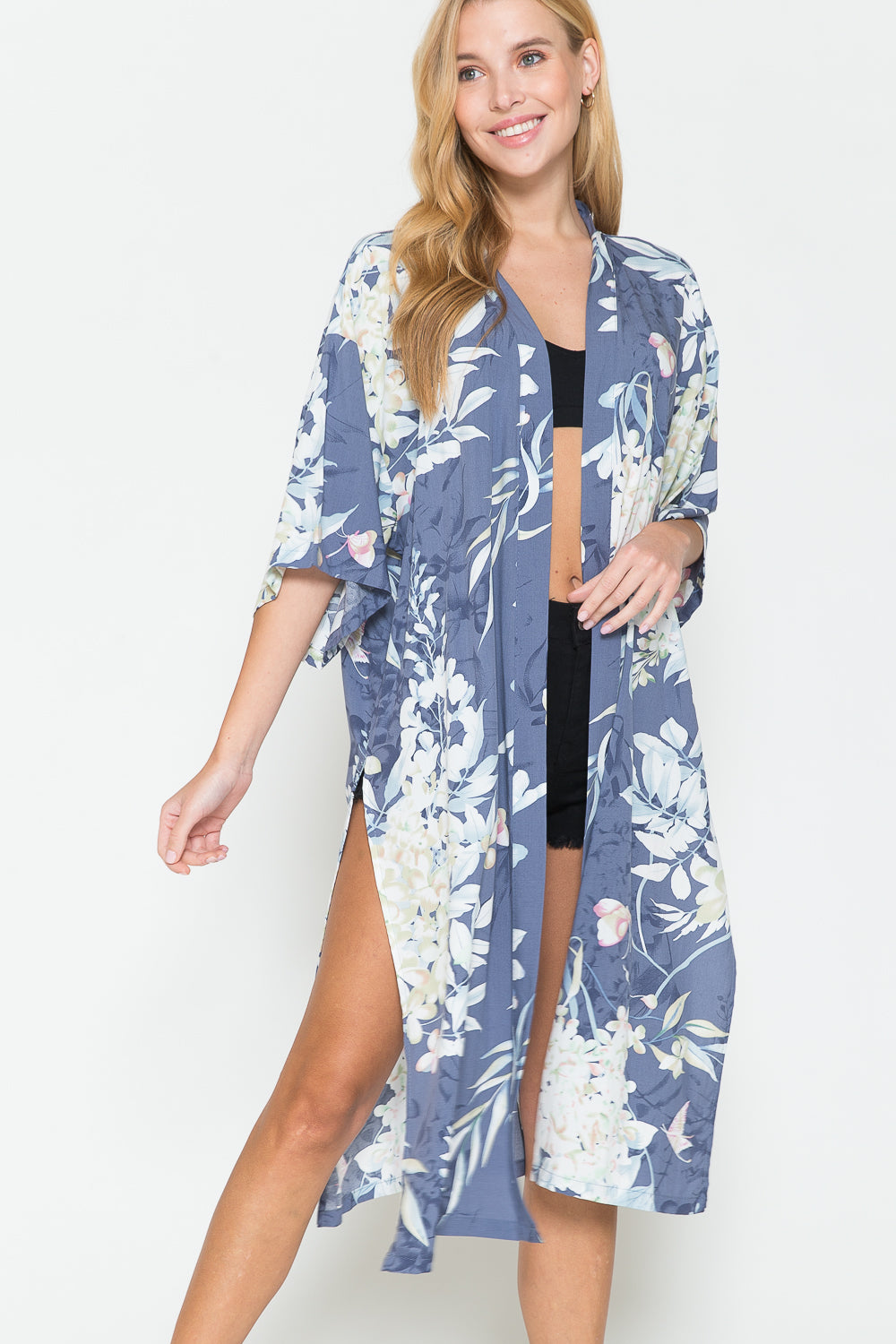 Justin Taylor Botanical Print Split Cover Up - SHIRLYN.CO