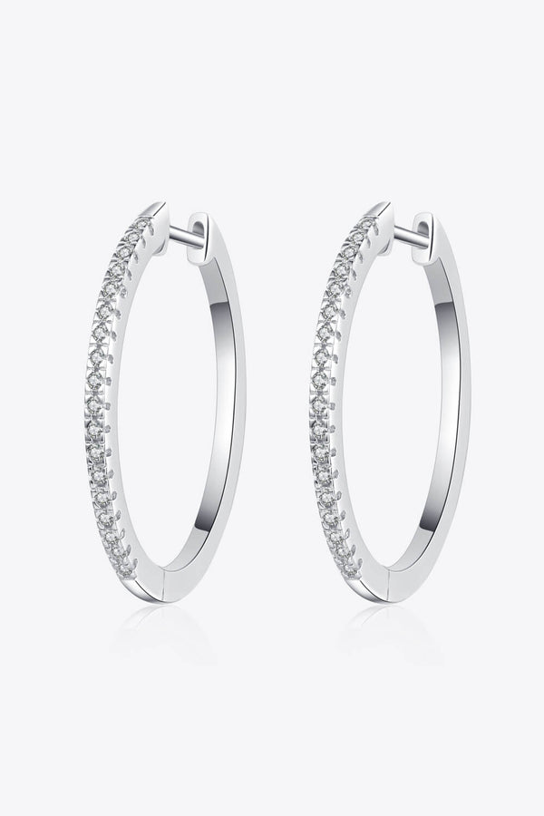 Rhodium-Plated Moissanite Hoop Earrings - SHIRLYN.CO