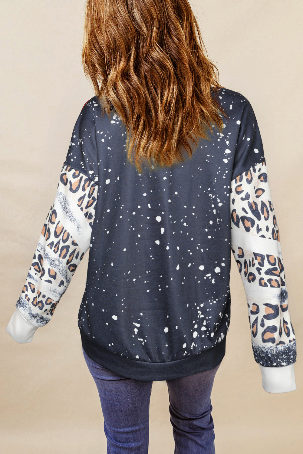 Mixed Print Drop Shoulder Sweatshirt - SHIRLYN.CO