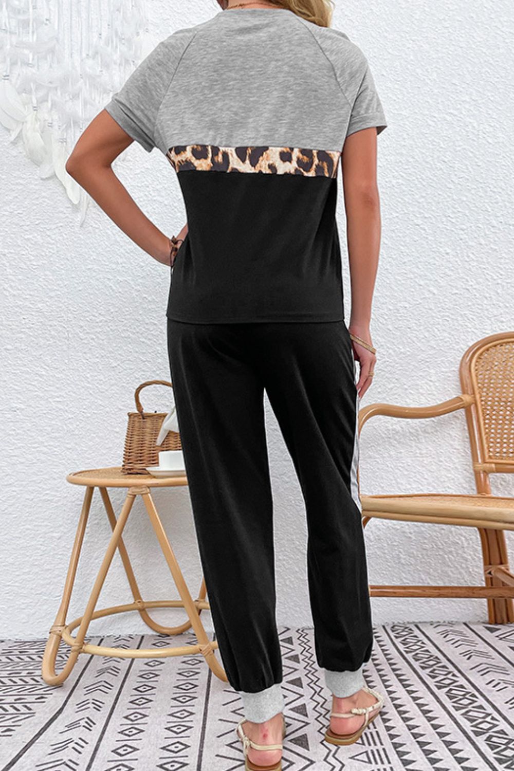 Short Sleeve Top and Drawstring Pants Set - SHIRLYN.CO