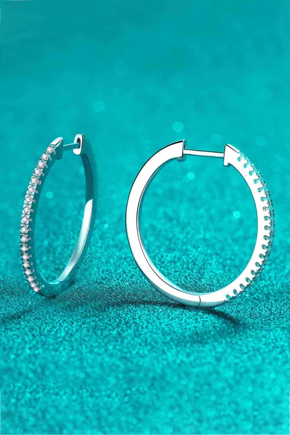 Rhodium-Plated Moissanite Hoop Earrings - SHIRLYN.CO