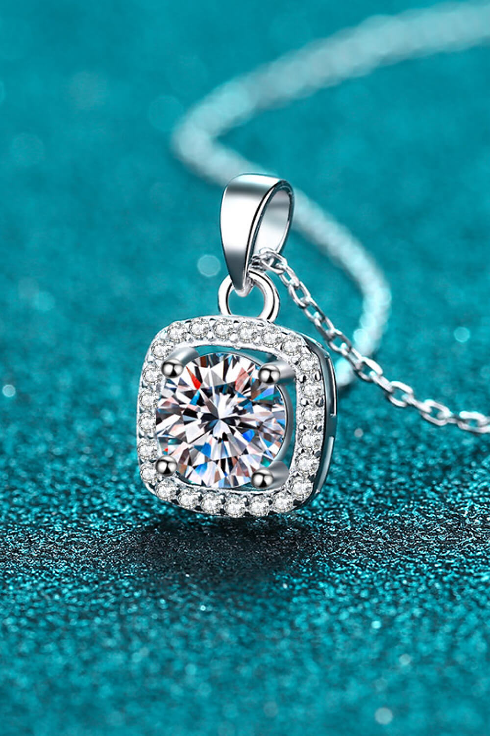 Moissanite Square Pendant Chain Necklace - SHIRLYN.CO