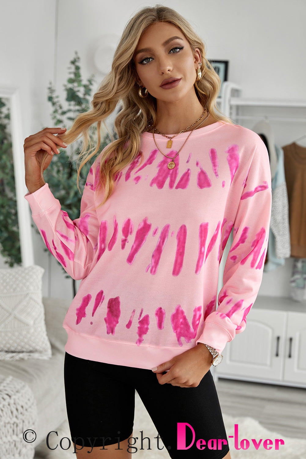 Printed Dropped Shoulder Round Neck Sweatshirt - SHIRLYN.CO