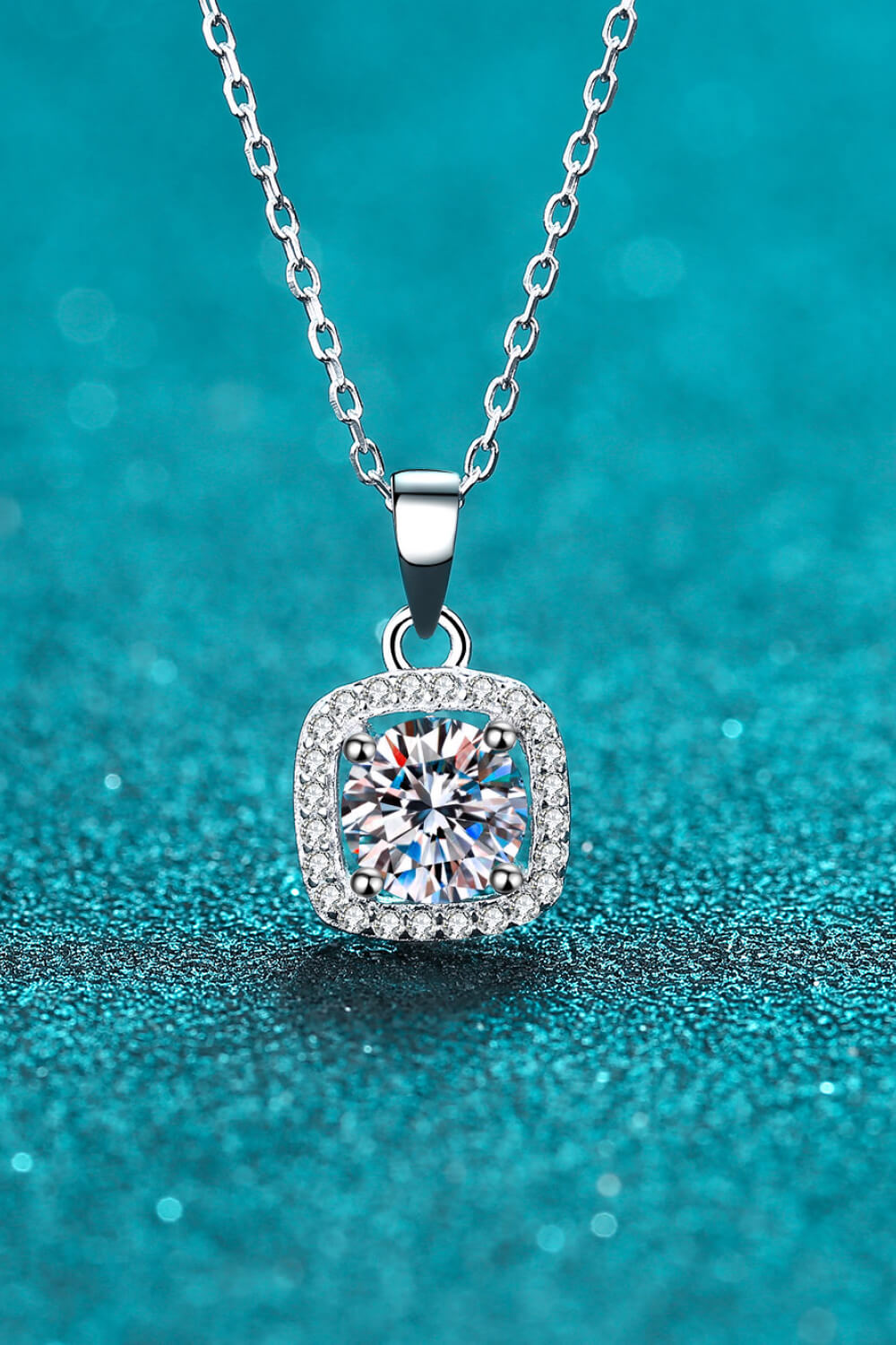 Moissanite Square Pendant Chain Necklace - SHIRLYN.CO