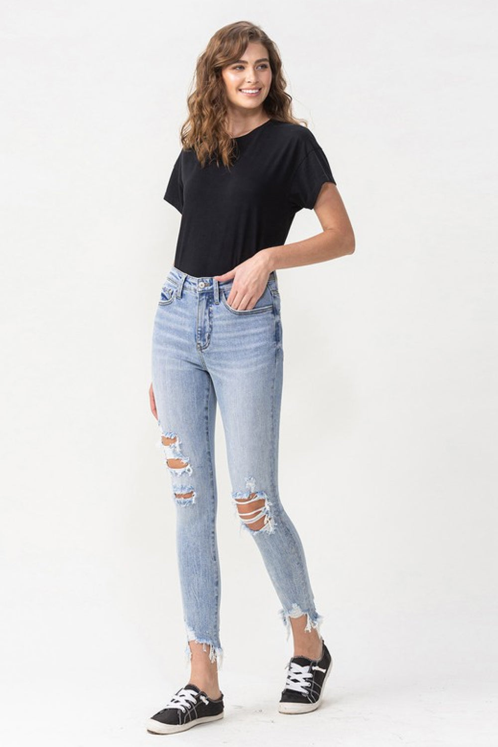 Lovervet Full Size Lauren Distressed High Rise Skinny Jeans - SHIRLYN.CO