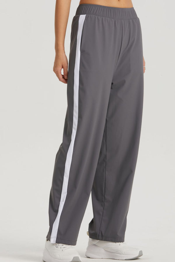 Side Stripe Elastic Waist Sports Pants - SHIRLYN.CO