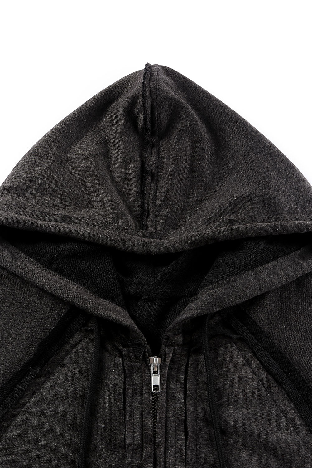 Exposed Seam Drawstring Hooded Jacket with Pockets - SHIRLYN.CO